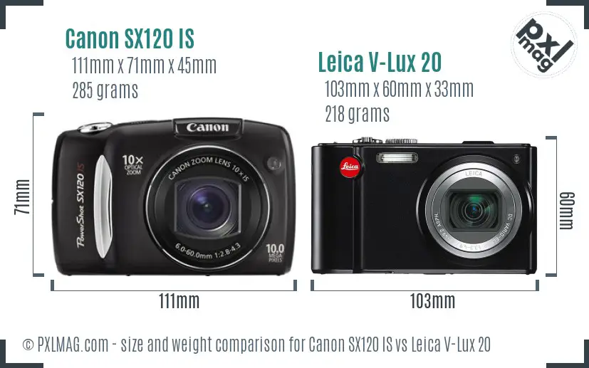 Canon SX120 IS vs Leica V-Lux 20 size comparison