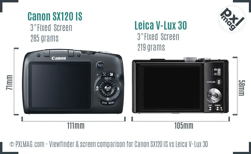 Canon SX120 IS vs Leica V-Lux 30 Screen and Viewfinder comparison