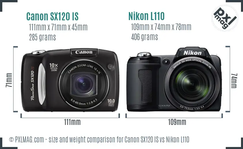 Canon SX120 IS vs Nikon L110 size comparison