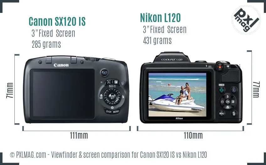 Canon SX120 IS vs Nikon L120 Screen and Viewfinder comparison Canon SX120 IS vs Nikon L120 Screen and Viewfinder comparison