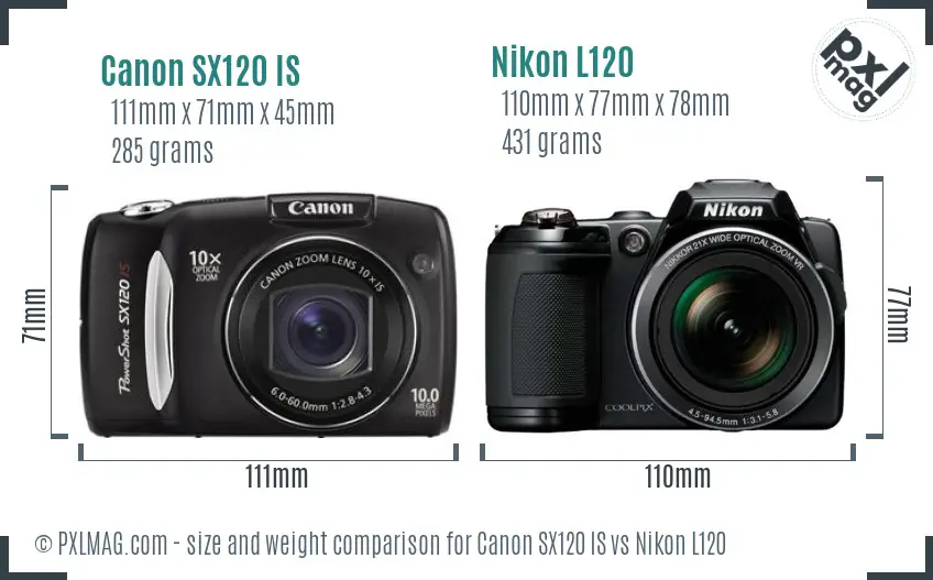 Canon SX120 IS vs Nikon L120 size comparison Canon SX120 IS vs Nikon L120 size comparison
