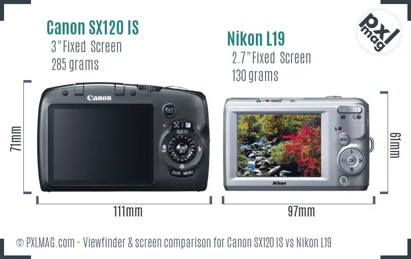 Canon SX120 IS vs Nikon L19 Screen and Viewfinder comparison Canon SX120 IS vs Nikon L19 Screen and Viewfinder comparison