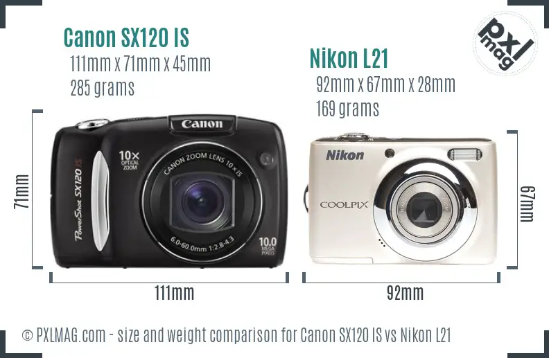 Canon SX120 IS vs Nikon L21 size comparison