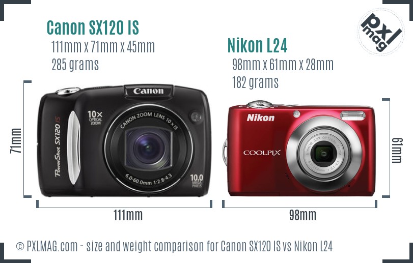 Canon SX120 IS vs Nikon L24 size comparison Canon SX120 IS vs Nikon L24 size comparison