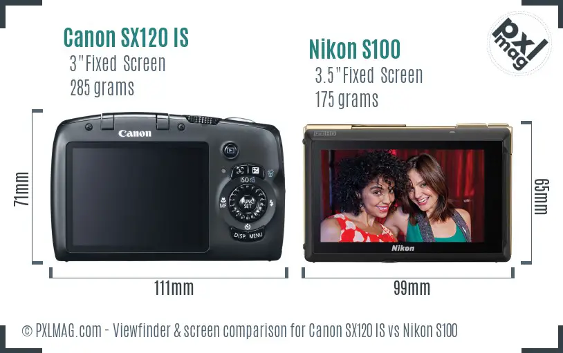 Canon SX120 IS vs Nikon S100 Screen and Viewfinder comparison Canon SX120 IS vs Nikon S100 Screen and Viewfinder comparison