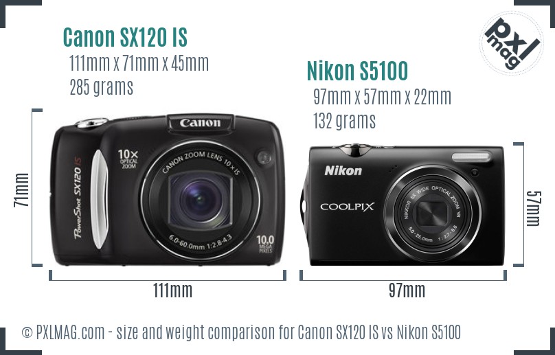 Canon SX120 IS vs Nikon S5100 size comparison