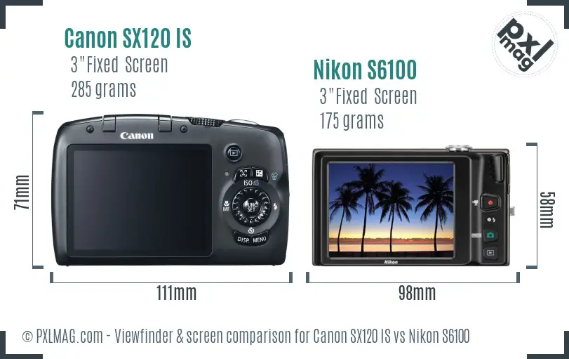 Canon SX120 IS vs Nikon S6100 Screen and Viewfinder comparison