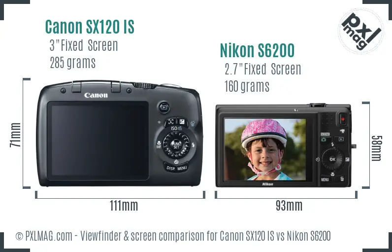 Canon SX120 IS vs Nikon S6200 Screen and Viewfinder comparison Canon SX120 IS vs Nikon S6200 Screen and Viewfinder comparison