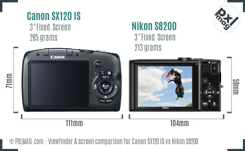 Canon SX120 IS vs Nikon S8200 Screen and Viewfinder comparison Canon SX120 IS vs Nikon S8200 Screen and Viewfinder comparison
