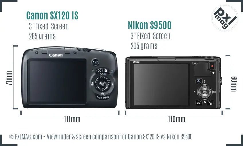 Canon SX120 IS vs Nikon S9500 Screen and Viewfinder comparison Canon SX120 IS vs Nikon S9500 Screen and Viewfinder comparison