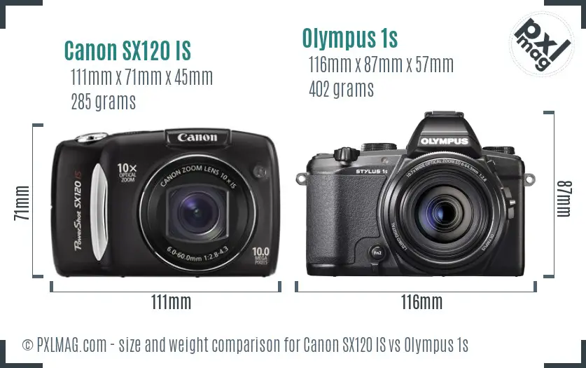 Canon SX120 IS vs Olympus 1s size comparison