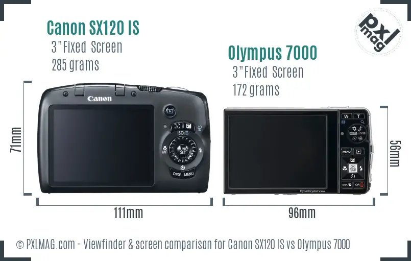 Canon SX120 IS vs Olympus 7000 Screen and Viewfinder comparison