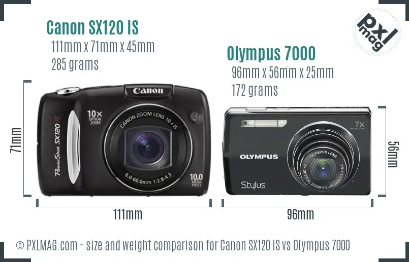 Canon SX120 IS vs Olympus 7000 size comparison