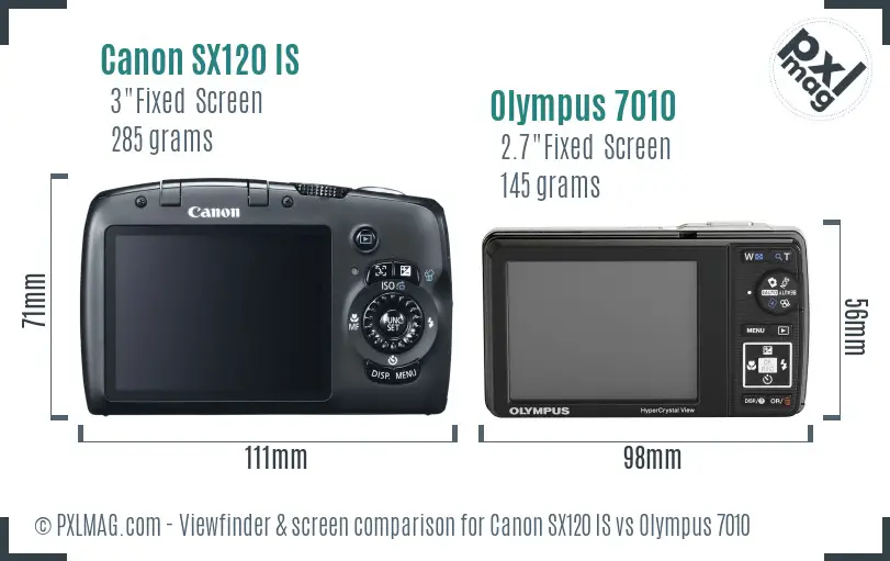 Canon SX120 IS vs Olympus 7010 Screen and Viewfinder comparison