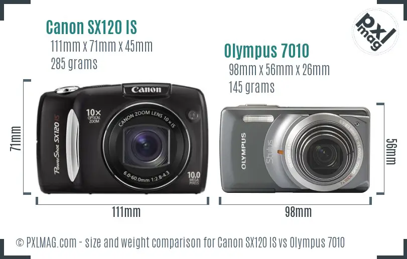 Canon SX120 IS vs Olympus 7010 size comparison