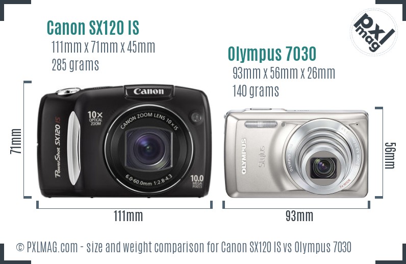 Canon SX120 IS vs Olympus 7030 size comparison Canon SX120 IS vs Olympus 7030 size comparison