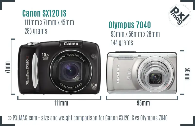 Canon SX120 IS vs Olympus 7040 size comparison