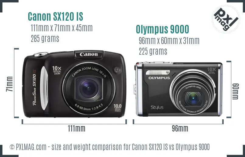 Canon SX120 IS vs Olympus 9000 size comparison Canon SX120 IS vs Olympus 9000 size comparison