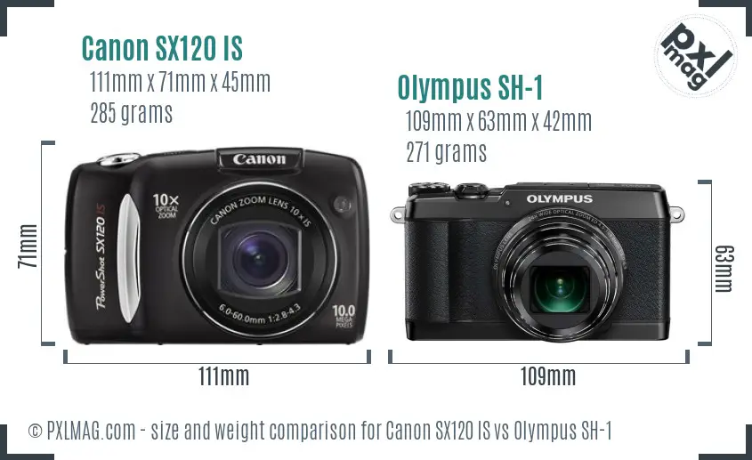 Canon SX120 IS vs Olympus SH-1 size comparison Canon SX120 IS vs Olympus SH-1 size comparison