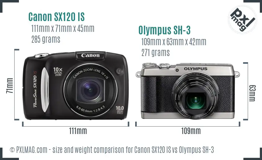 Canon SX120 IS vs Olympus SH-3 size comparison
