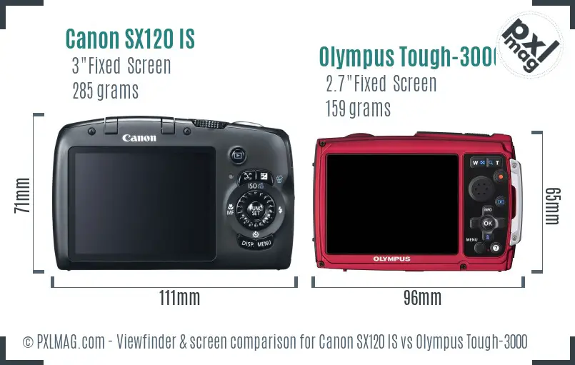 Canon SX120 IS vs Olympus Tough-3000 Screen and Viewfinder comparison Canon SX120 IS vs Olympus Tough-3000 Screen and Viewfinder comparison