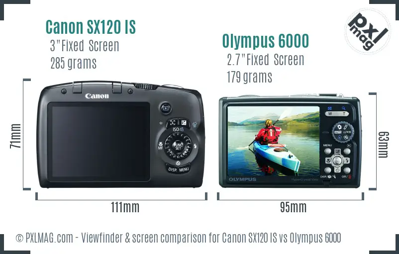 Canon SX120 IS vs Olympus 6000 Screen and Viewfinder comparison