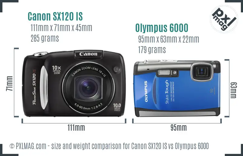 Canon SX120 IS vs Olympus 6000 size comparison