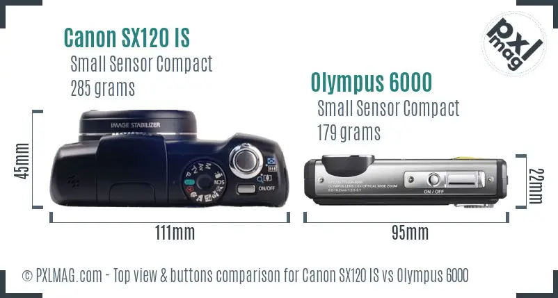 Canon SX120 IS vs Olympus 6000 top view buttons comparison