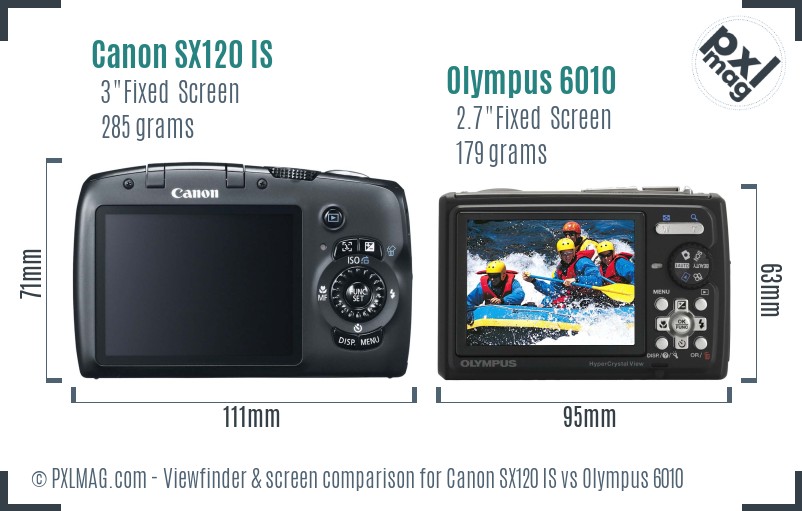 Canon SX120 IS vs Olympus 6010 Screen and Viewfinder comparison
