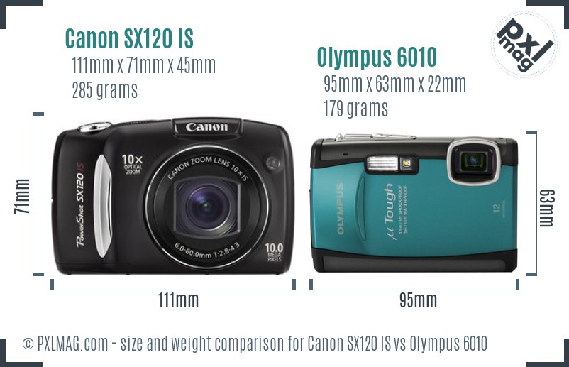 Canon SX120 IS vs Olympus 6010 size comparison