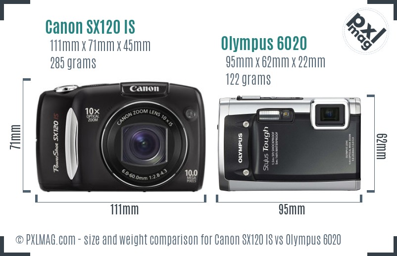 Canon SX120 IS vs Olympus 6020 size comparison