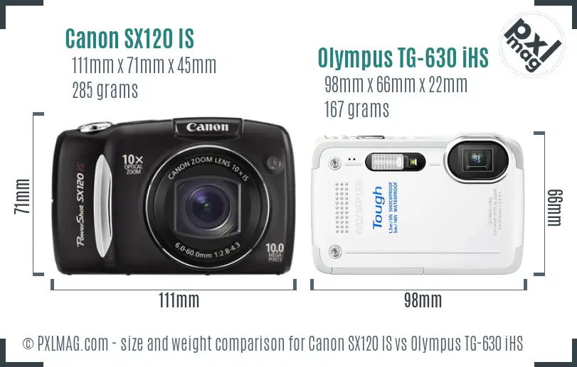 Canon SX120 IS vs Olympus TG-630 iHS size comparison