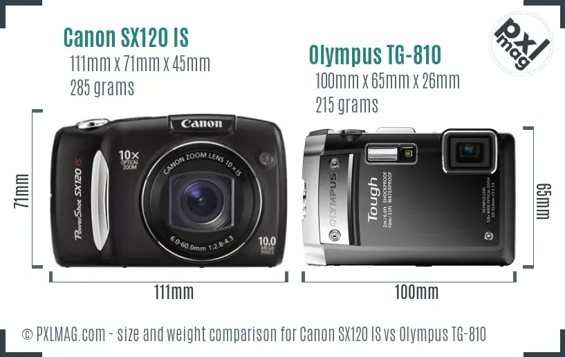 Canon SX120 IS vs Olympus TG-810 size comparison