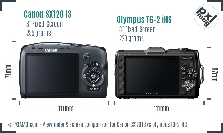 Canon SX120 IS vs Olympus TG-2 iHS Screen and Viewfinder comparison