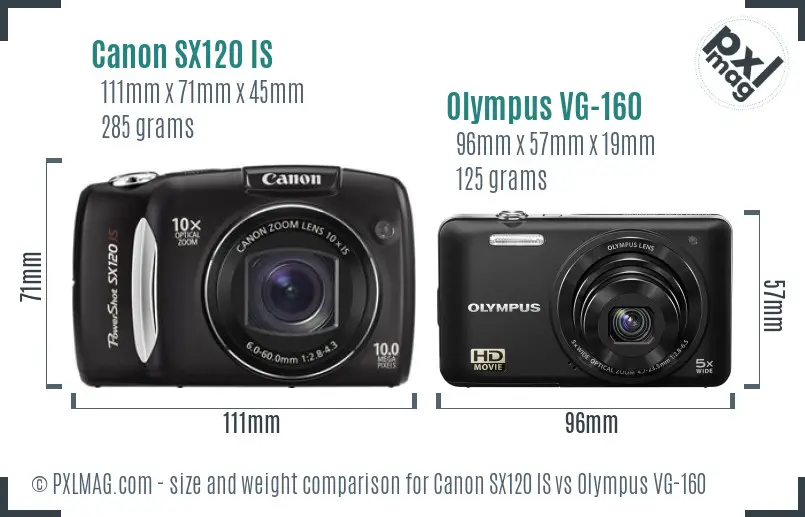 Canon SX120 IS vs Olympus VG-160 size comparison