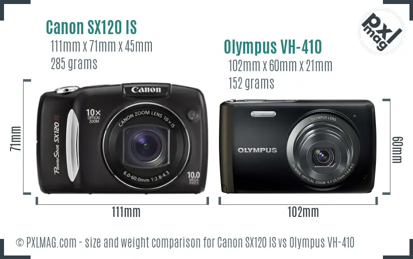 Canon SX120 IS vs Olympus VH-410 size comparison