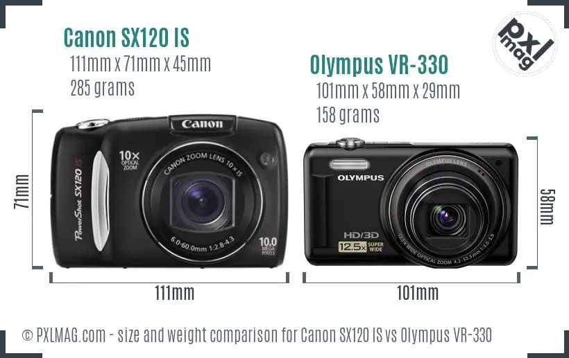 Canon SX120 IS vs Olympus VR-330 size comparison