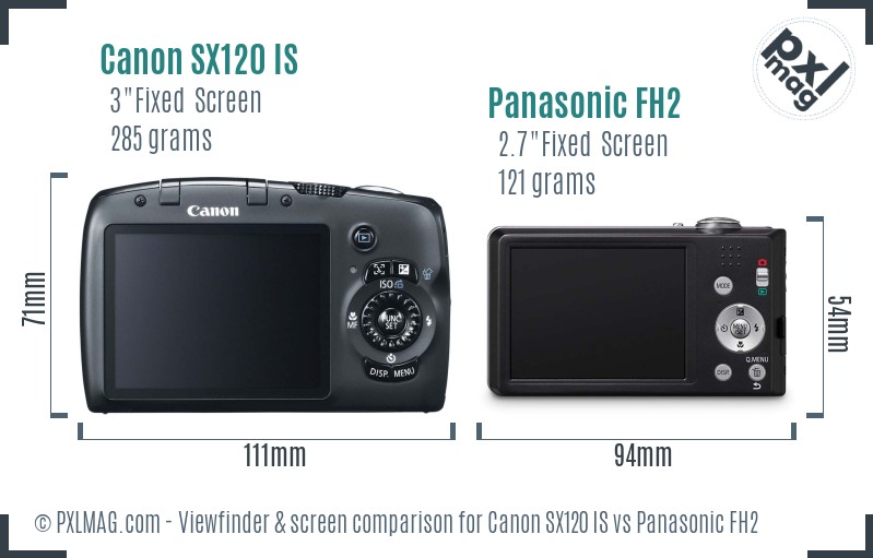 Canon SX120 IS vs Panasonic FH2 Screen and Viewfinder comparison