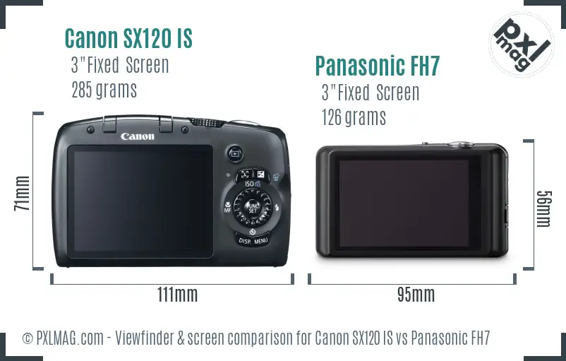 Canon SX120 IS vs Panasonic FH7 Screen and Viewfinder comparison Canon SX120 IS vs Panasonic FH7 Screen and Viewfinder comparison