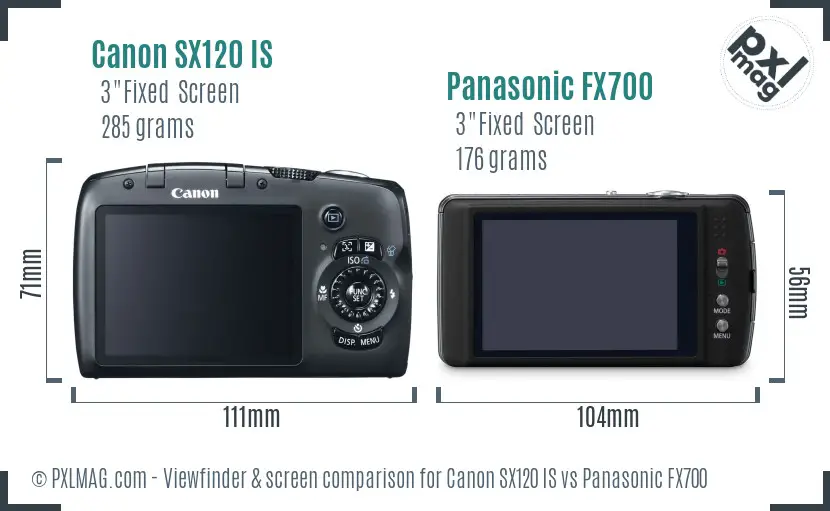 Canon SX120 IS vs Panasonic FX700 Screen and Viewfinder comparison Canon SX120 IS vs Panasonic FX700 Screen and Viewfinder comparison