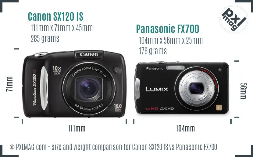 Canon SX120 IS vs Panasonic FX700 size comparison Canon SX120 IS vs Panasonic FX700 size comparison