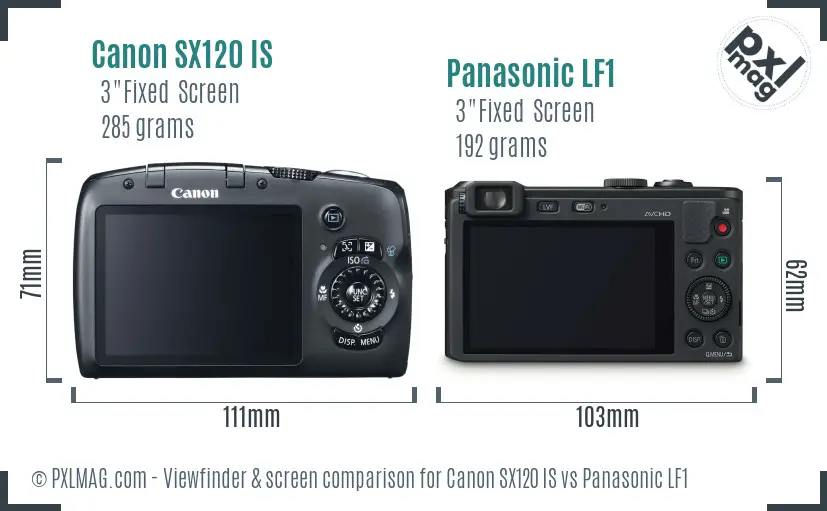 Canon SX120 IS vs Panasonic LF1 Screen and Viewfinder comparison