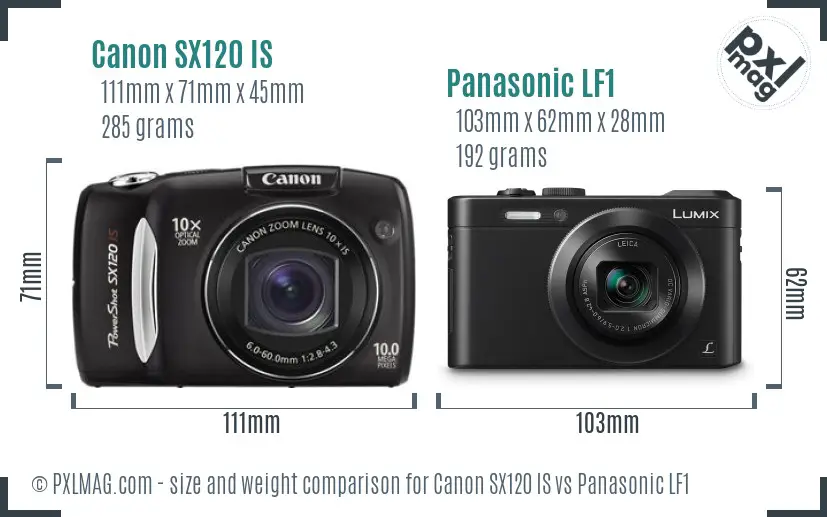Canon SX120 IS vs Panasonic LF1 size comparison