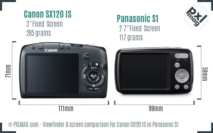Canon SX120 IS vs Panasonic S1 Screen and Viewfinder comparison