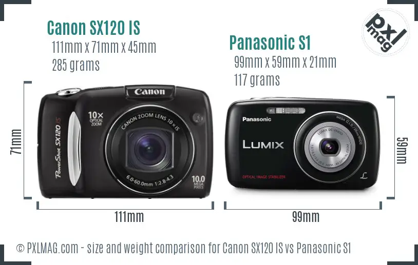 Canon SX120 IS vs Panasonic S1 size comparison