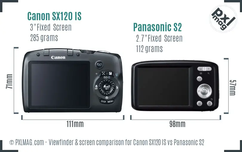 Canon SX120 IS vs Panasonic S2 Screen and Viewfinder comparison