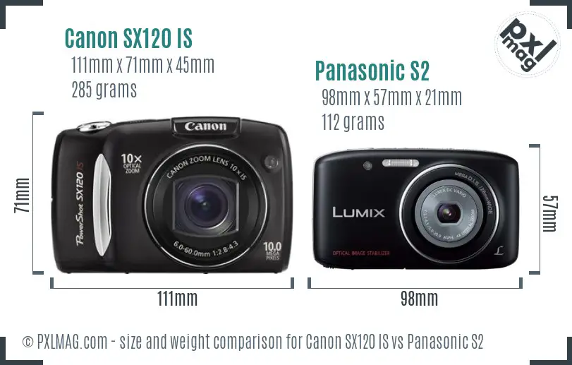 Canon SX120 IS vs Panasonic S2 size comparison