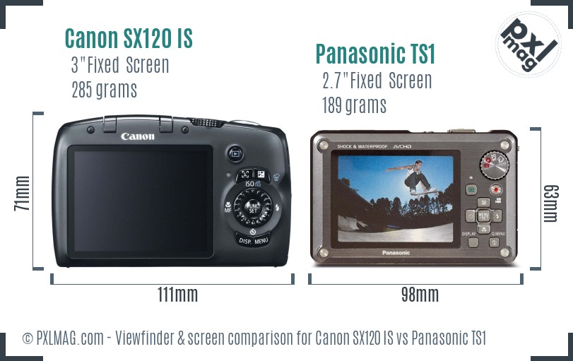 Canon SX120 IS vs Panasonic TS1 Screen and Viewfinder comparison