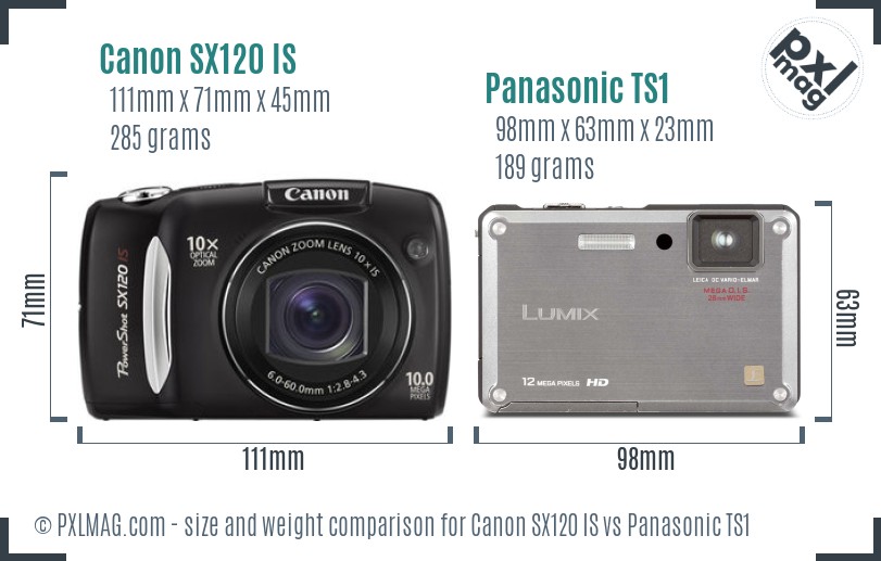 Canon SX120 IS vs Panasonic TS1 size comparison