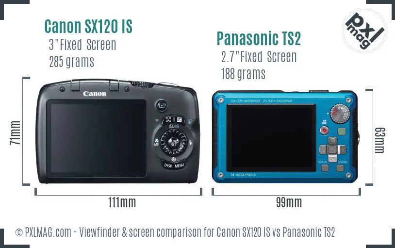 Canon SX120 IS vs Panasonic TS2 Screen and Viewfinder comparison